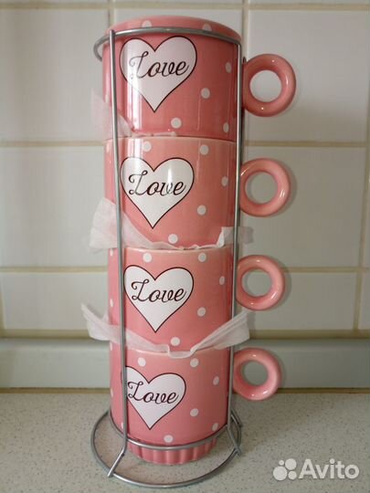 Набор бокалов, чашек новый на подставке