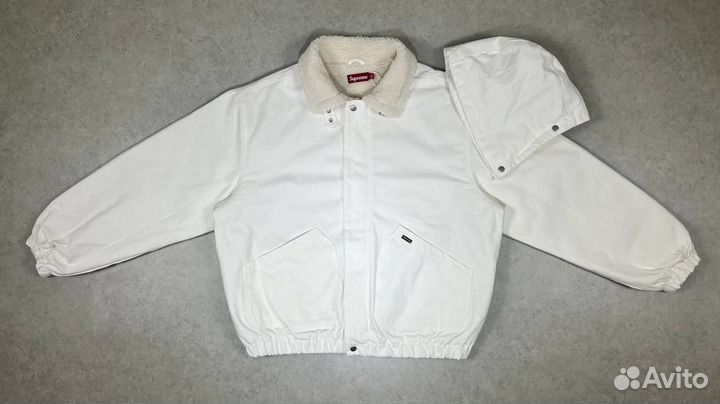 Джинсовая Куртка Supreme Шерпа Белая