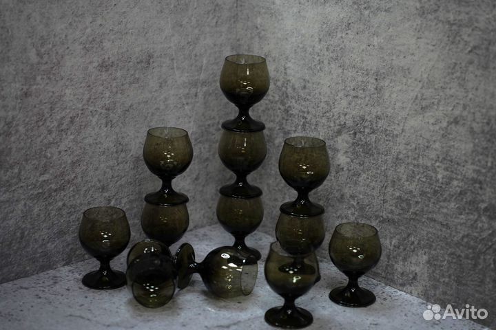 Коньячные бокалы на ножке СССР темное стекло - 12