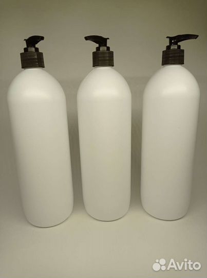 Бутылка 1 литр белая пнд с помпой дозатором