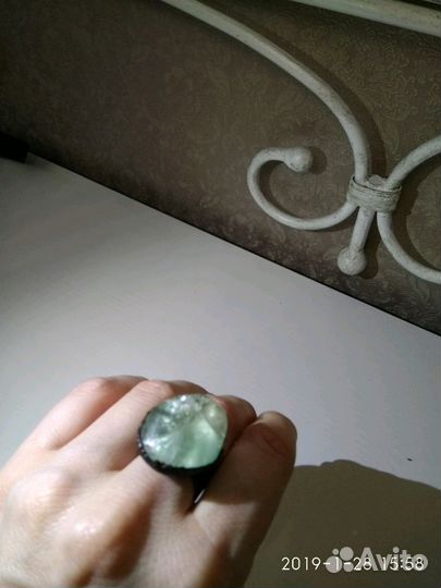 Серьги и кольцо с флюоритами, серебро и медь