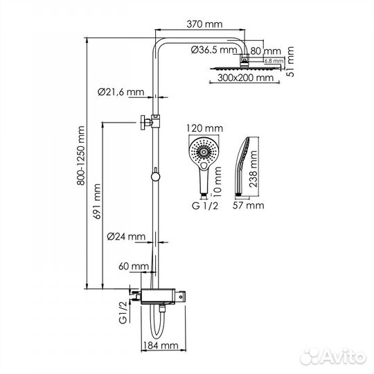 Душевая система wasserkraft A113.069.101.CH Thermo