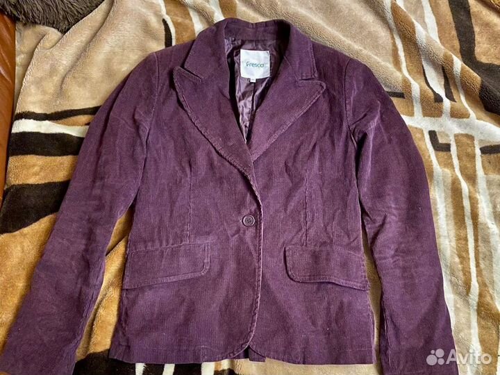 Пиджак микровельветовый женский фиолетовый