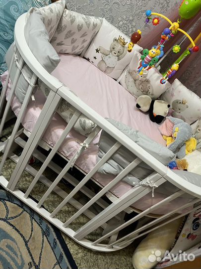 Детская кровать трансформер круглая 7 в 1