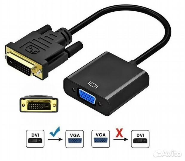 Адаптер DVI-D на VGA конвертер длина кабеля 0,2м