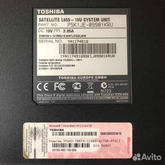 Toshiba satellite l655-19u