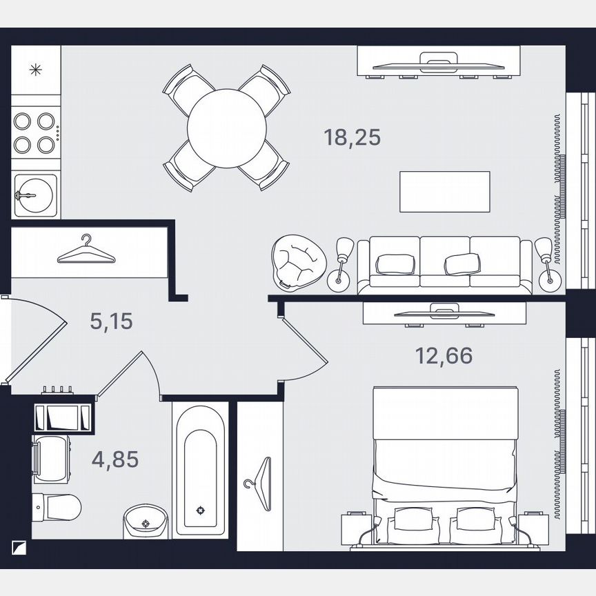 2-к. апартаменты, 40,9 м², 5/24 эт.