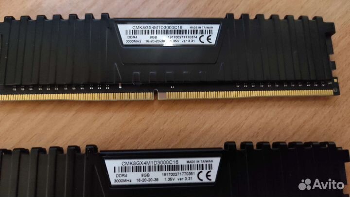 Оперативная память DDR4 16gb (2х8) 3000MHz Corsair