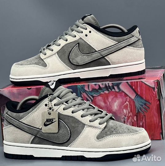 Серые кроссовки Nike Dunk SB Katushiro
