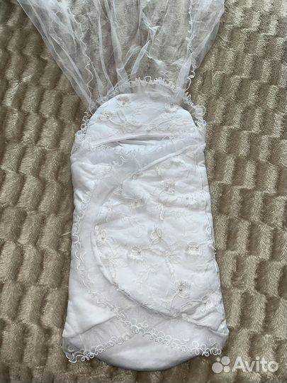 Новый конверт на выписку с вуалью весна лето белый