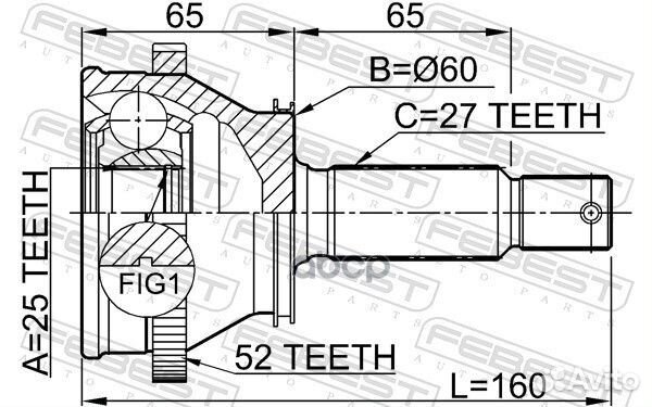 ШРУС наружний febest 1210-sfrra52 hyundai Santa Fe