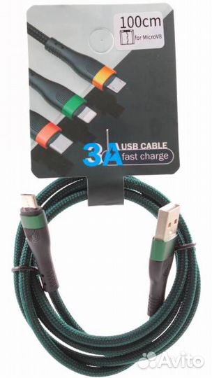 Кабель micro USB loop, 2.4A, Зеленый