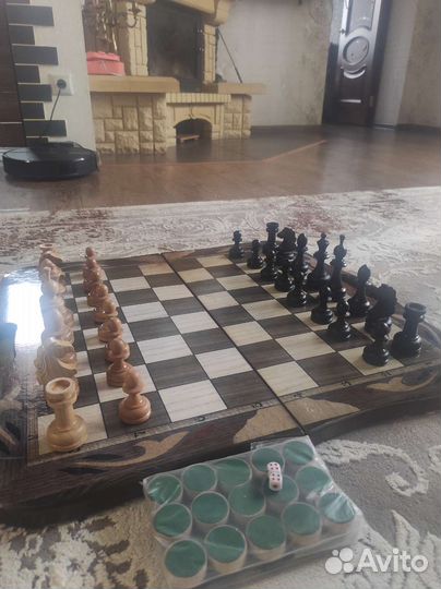 Шахматы нарды шашки 3 в 1 дерево