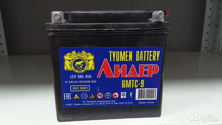 Аккумулятор для мотоцикла 6-мтс-9(сам)