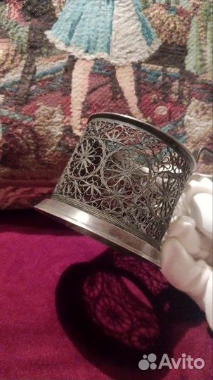 Подстаканники СССР мельхиоровые скань