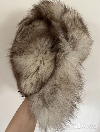 Шапка зимняя ушанка меховая песец натуральный
