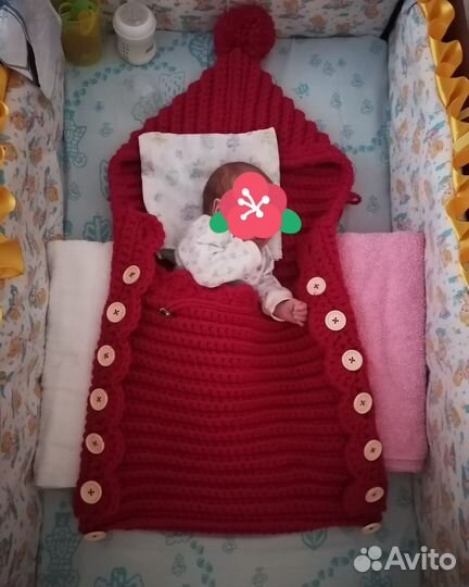 Вязанный конверт на выписку для девочки