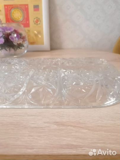 Блюдо менажница СССР хрусталь люкс