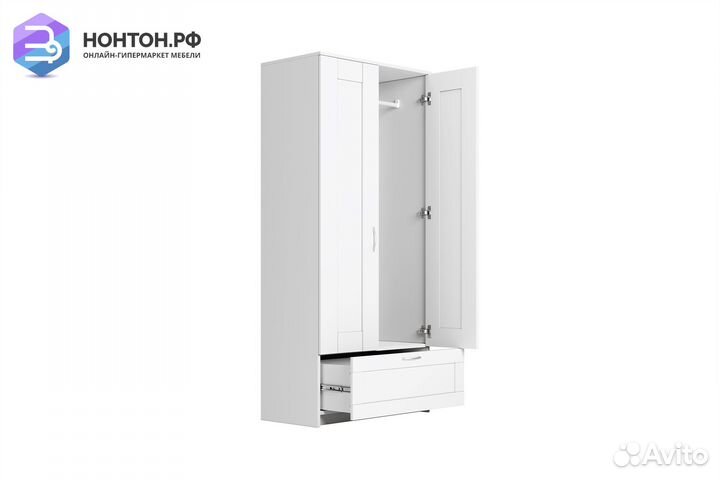 Шкаф двухстворчатый Сириус белый с одним ящиком