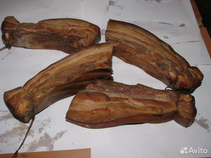 Домашнее копченое сало,ушки,мясо