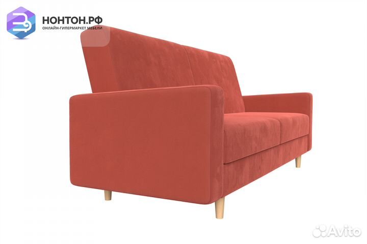 Диван книжка Бонн микровельвет коралловый