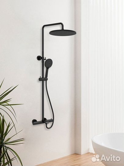 Душевая стойка термостатическая.Чёрный матовый