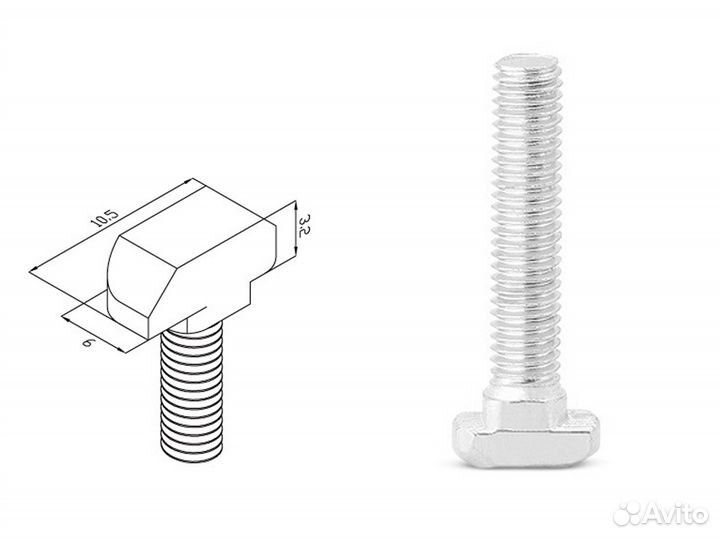 Т-образный пазовый болт профиль 2020 \ 3030
