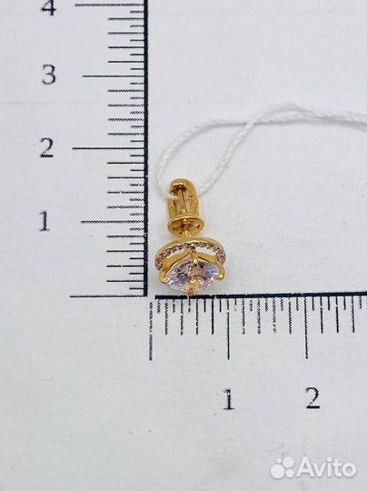 Золотые серьги с фианитом