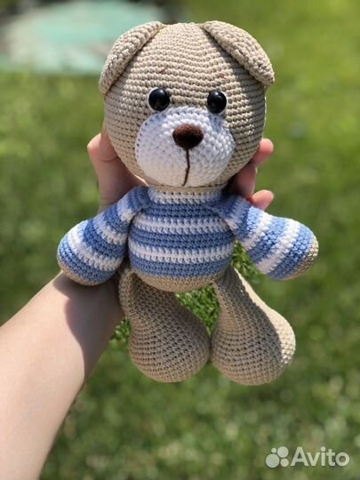 Вязаная игрушка Мишка тедди из полухлопка