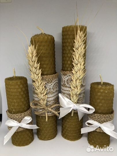 Свечи из вощины с авторским декором