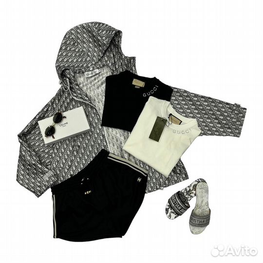 Ветровка Dior шорты Celine очки тапки Dior