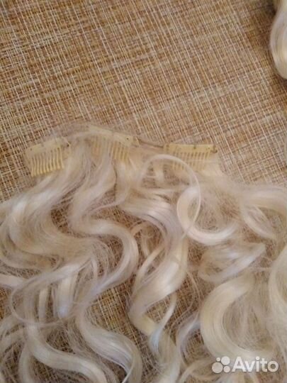 Волосы на заколках (хвост). Блонд. 55/70 см