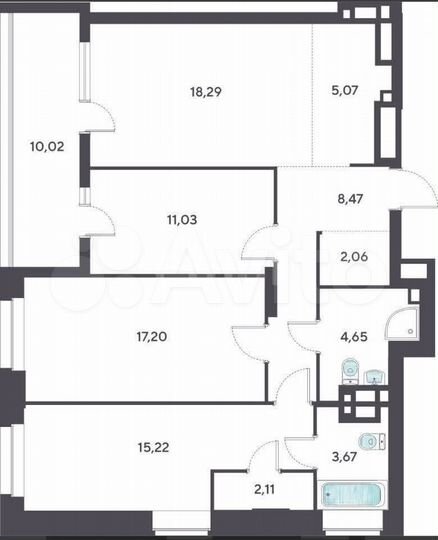 4-к. квартира, 80 м², 15/26 эт.