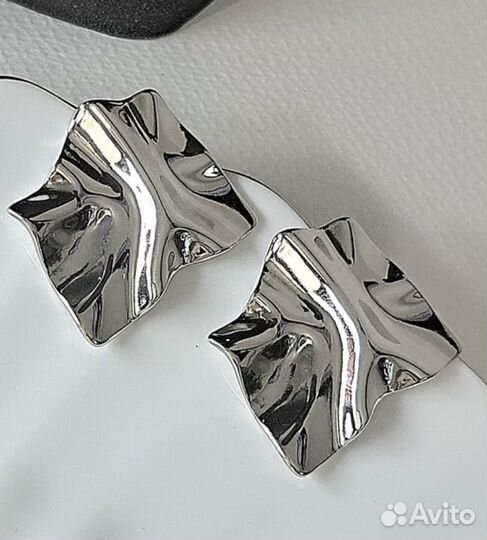 Серьги (мятый металл)геометрия