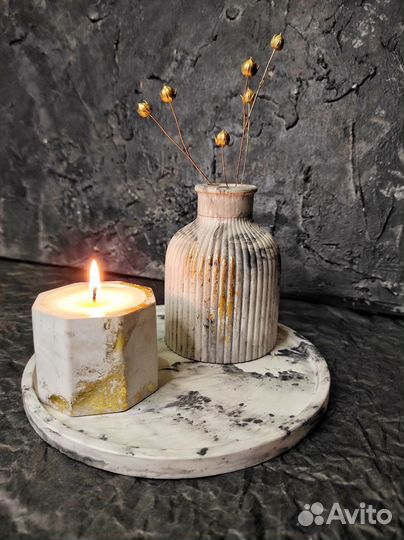 Подсвечник. Свеча. Подарок. Ваза из гипса