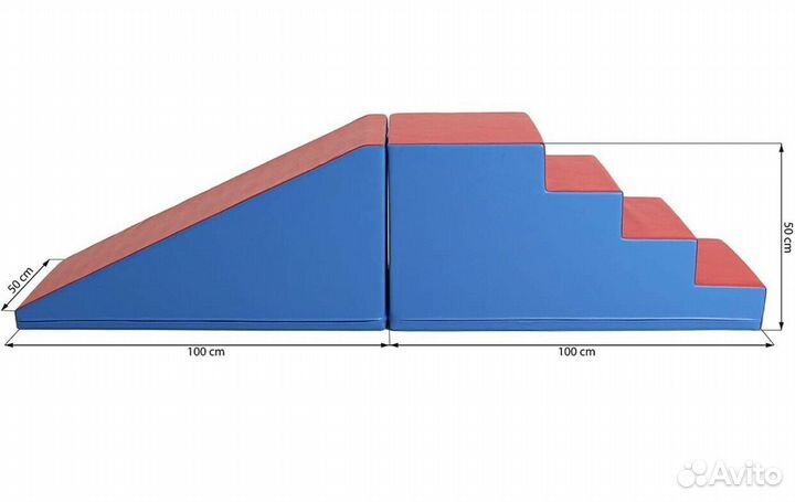 Мягкая горка и лесенка 2 м для детей от 3 лет
