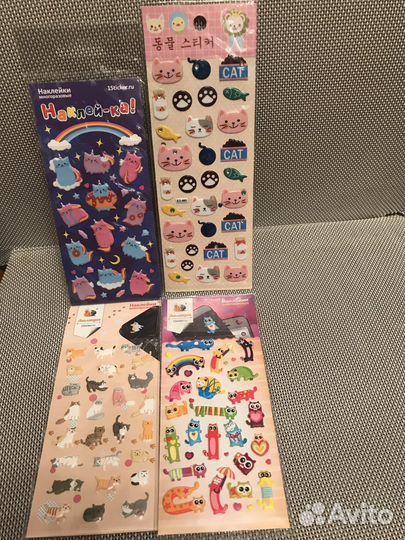 Наклейки многоразовые с котиками