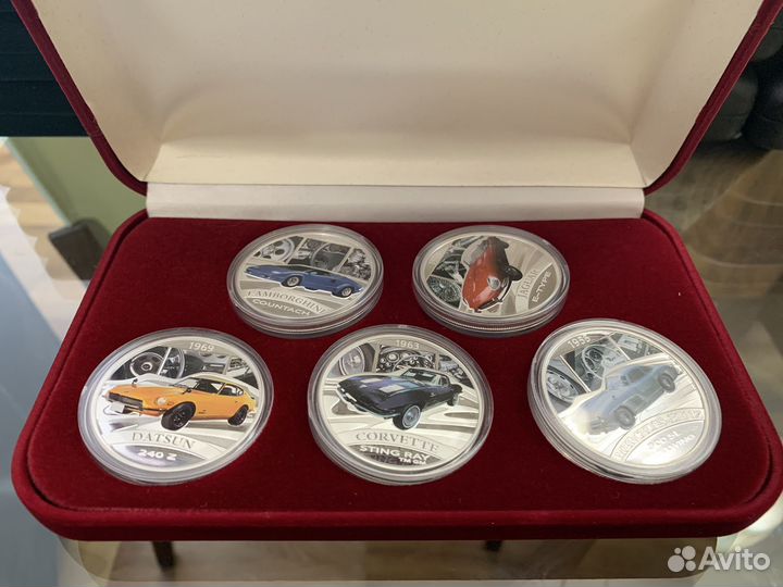 Набор монет. Автомобили. Тувалу. Серебро