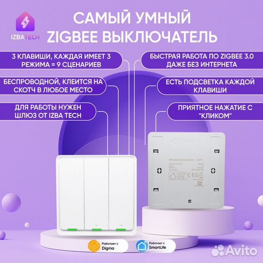 Умные беспроводные выключатели Zigbee для Алисы