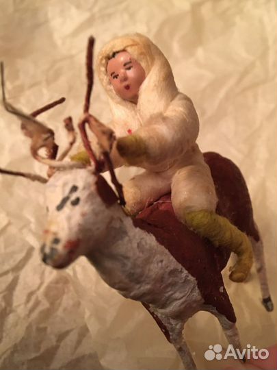 Елочные игрушки СССР. Якут на олене. Ненец на олен