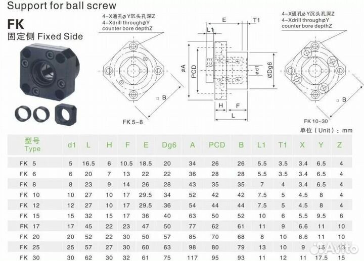 Опора подшипниковая FK20