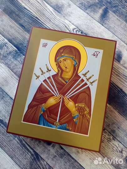 Богородица Семистрельная рукописная икона