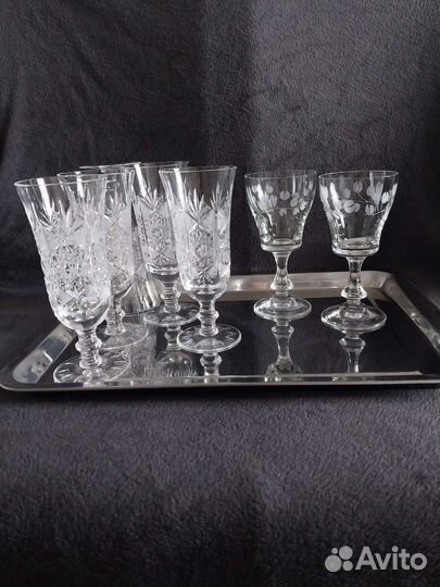 Фужеры хрустальные СССР коллекционные. Добор Верба