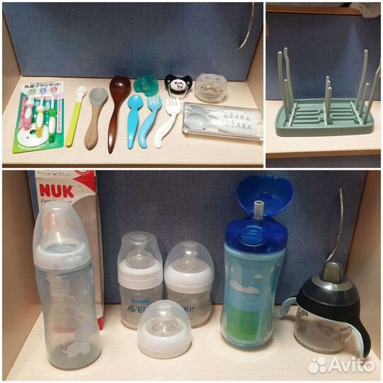 Бутылочки, ложки, щетки, соски, сушилка