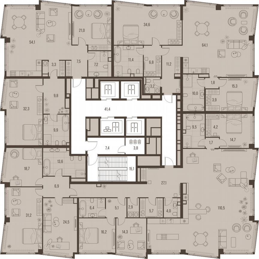 3-к. квартира, 162,3 м², 24/24 эт.