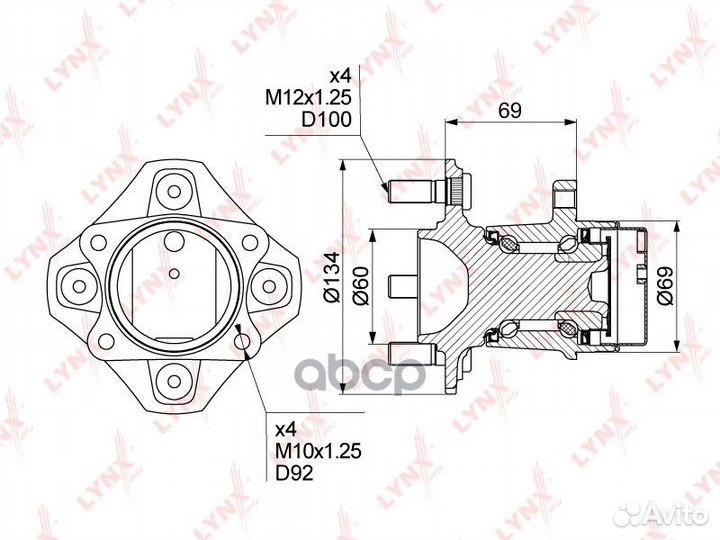 Ступица колеса зад прав/лев WH1001 lynxauto