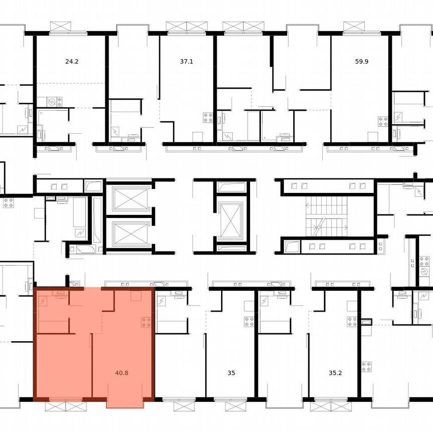 1-к. квартира, 40,8 м², 11/14 эт.