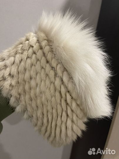 Шапка ушанка норка вязаная
