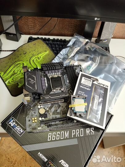 Новый комплект asrock B660M+i5 12400F+16 GB DDR4