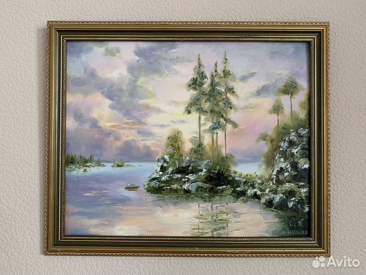Картина маслом на холсте пейзаж в раме